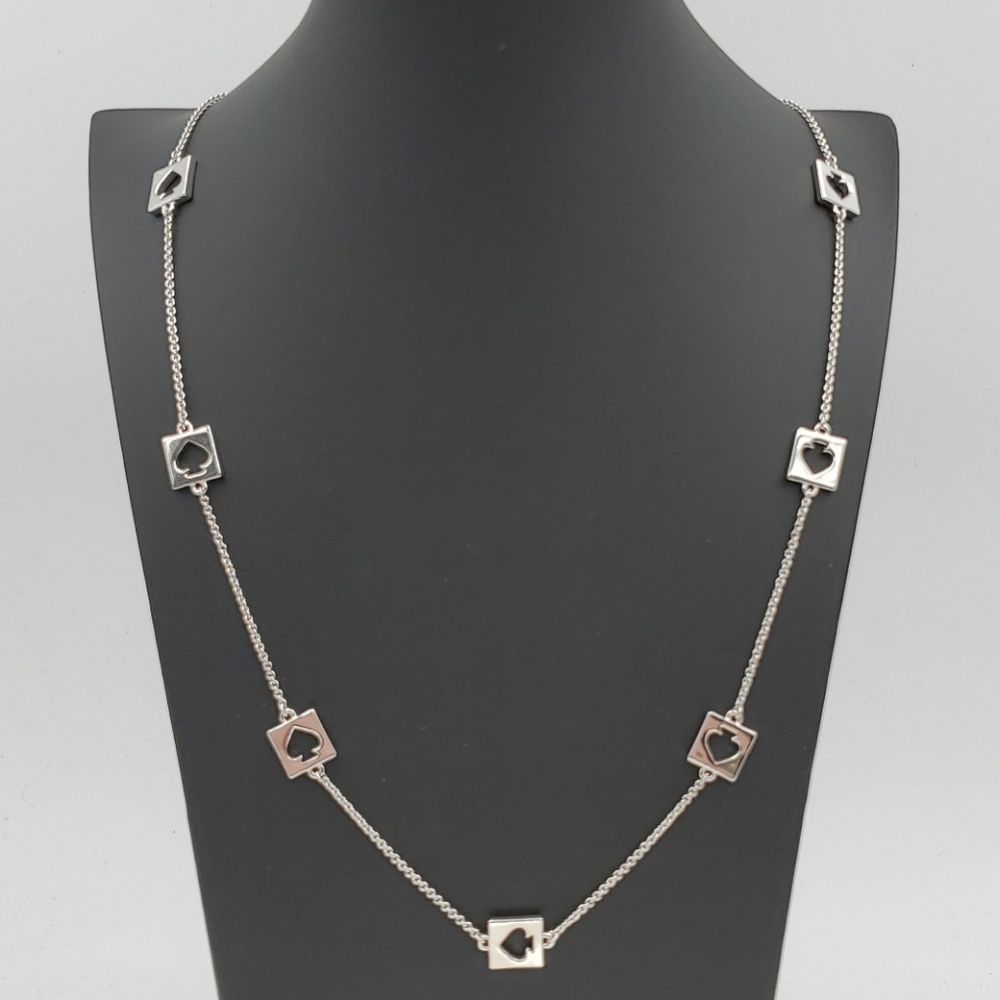 💟HP💟 Kate Spade Silver Tone Punch Hole Spades Necklace